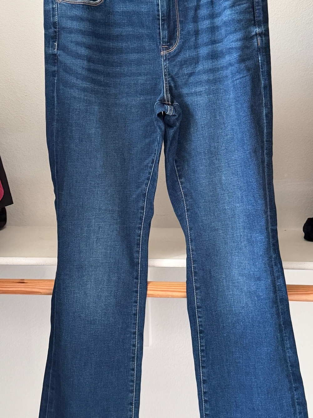 American Eagle Outfitters Women's Flare Curvy Skinny Kick Jeans - Dark Blue Wash